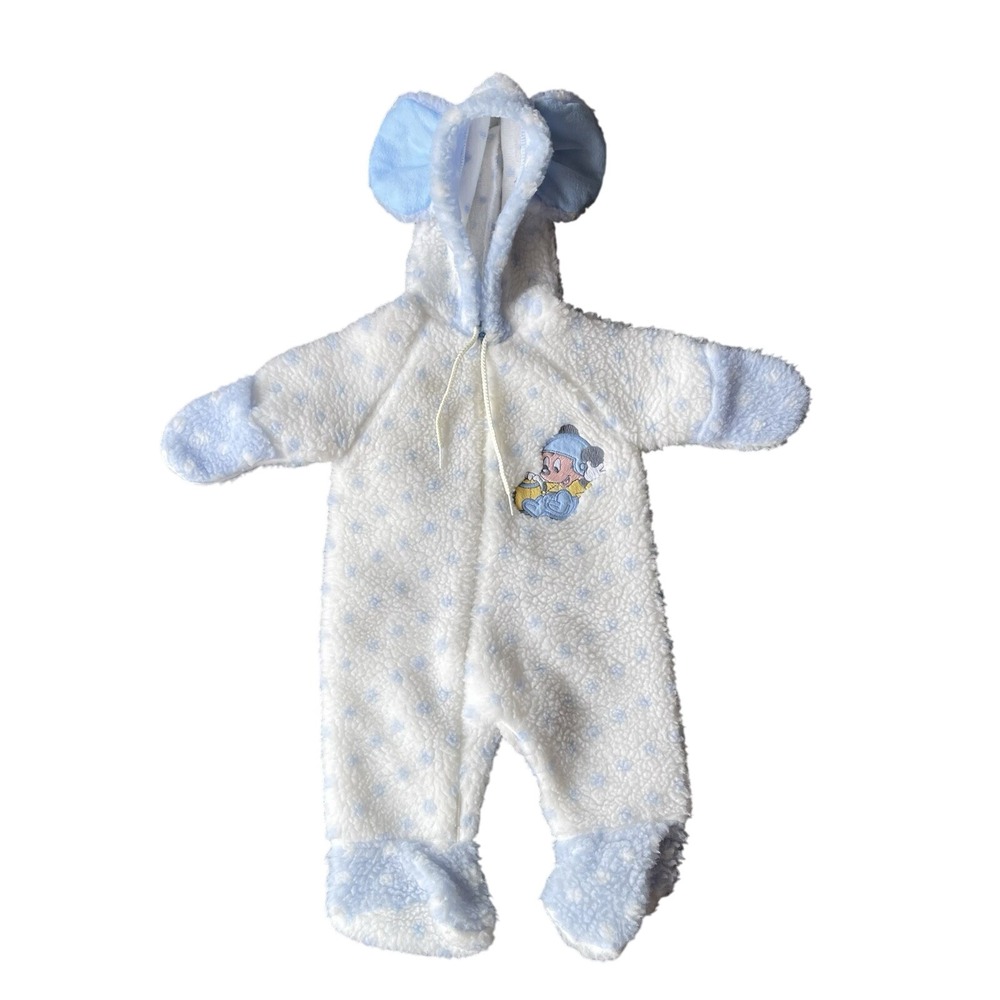 Vintage‎ 1984 Dr.Denton Baby Mickey Mouse Ears Babies Disney Blue Dots 0-6M PJs
